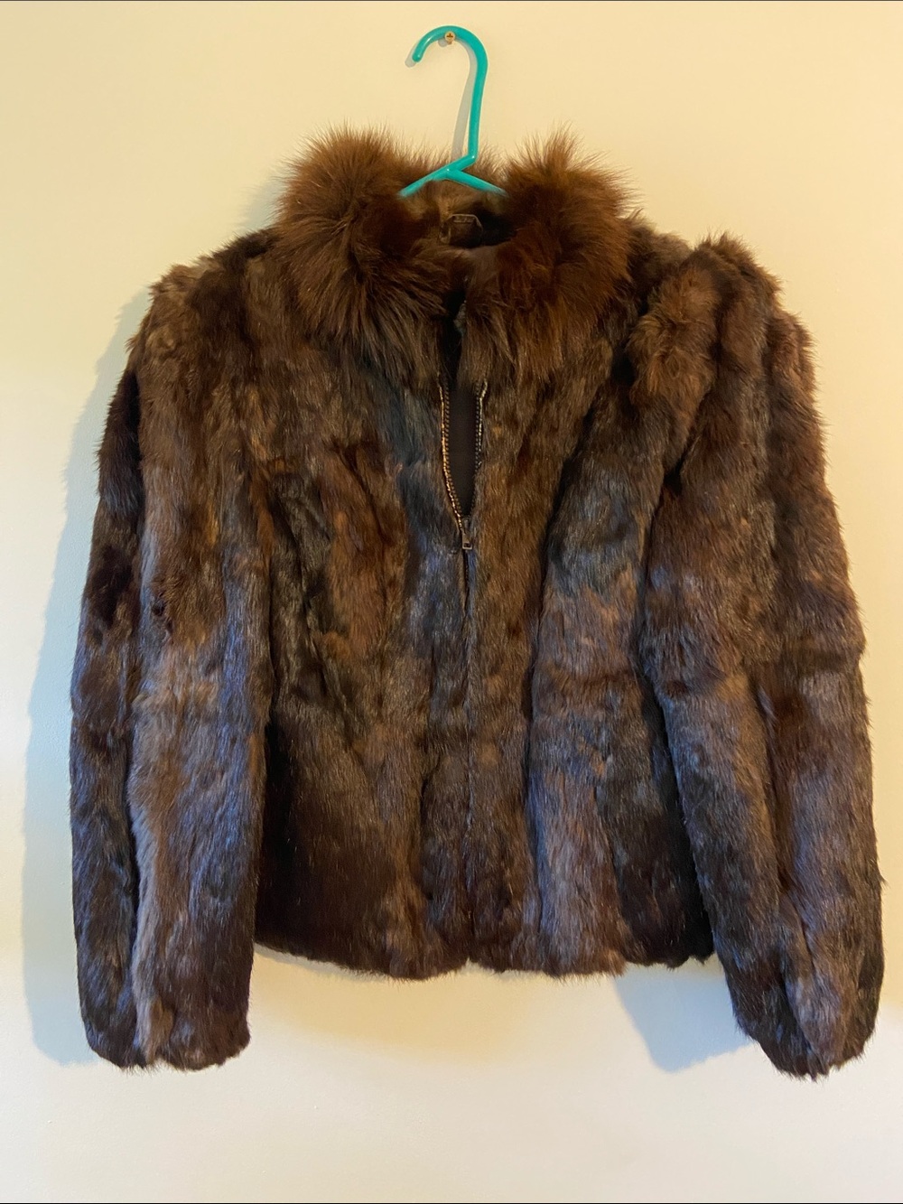 Vintage Women's Brown Fur Bomber Jacket